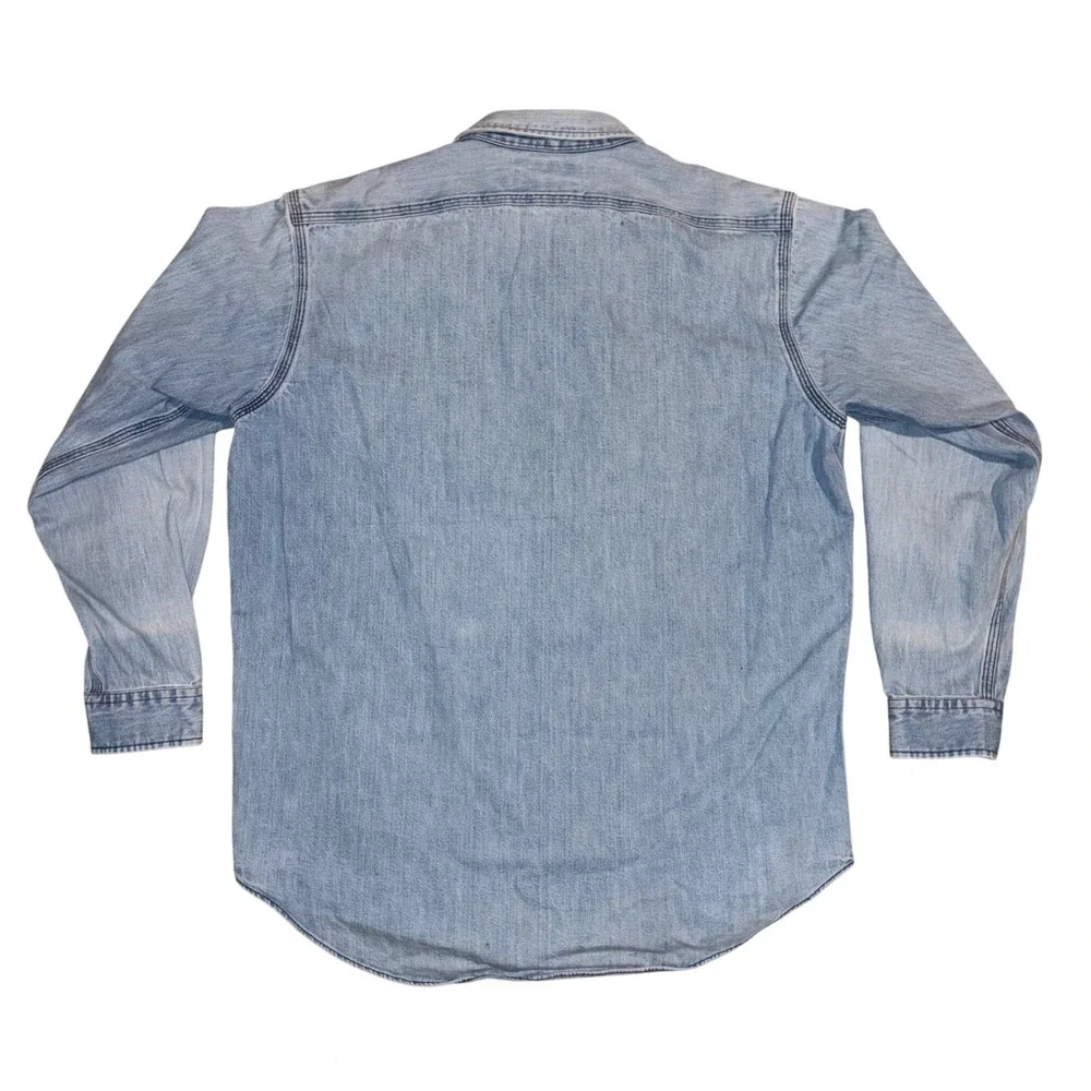 Polo Ralph Lauren Authentic Dungarees Denim Shirt Light Wash Mens XL Cotton